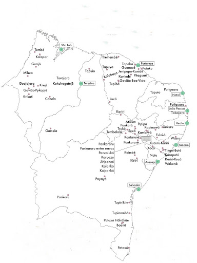 Northeast Brazil location of Indigenous Peoples